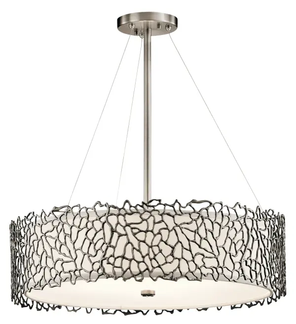 Silver Coral 4-Light Chandelier in Classic Pewter