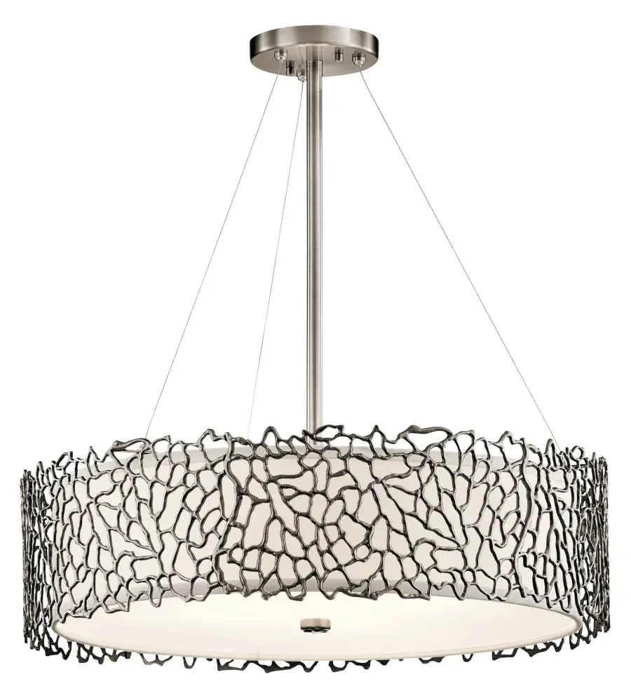 Silver Coral 4-Light Chandelier in Classic Pewter