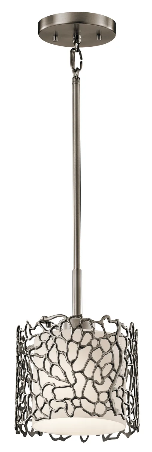 Silver Coral Mini Pendant in Classic Pewter