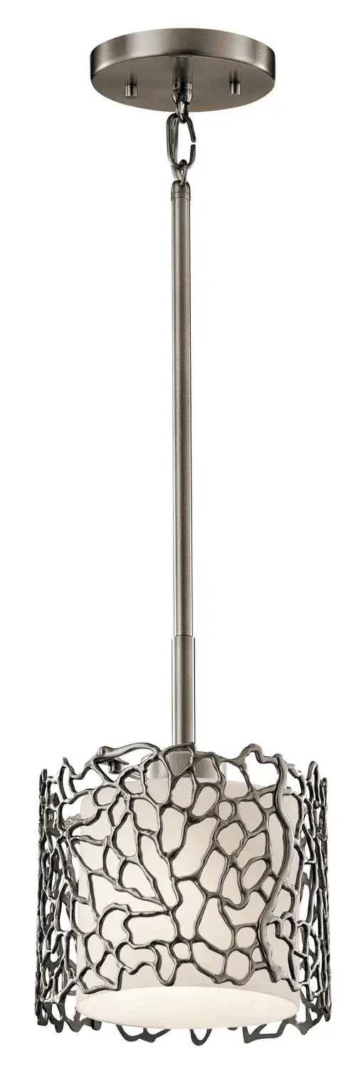 Silver Coral Mini Pendant in Classic Pewter
