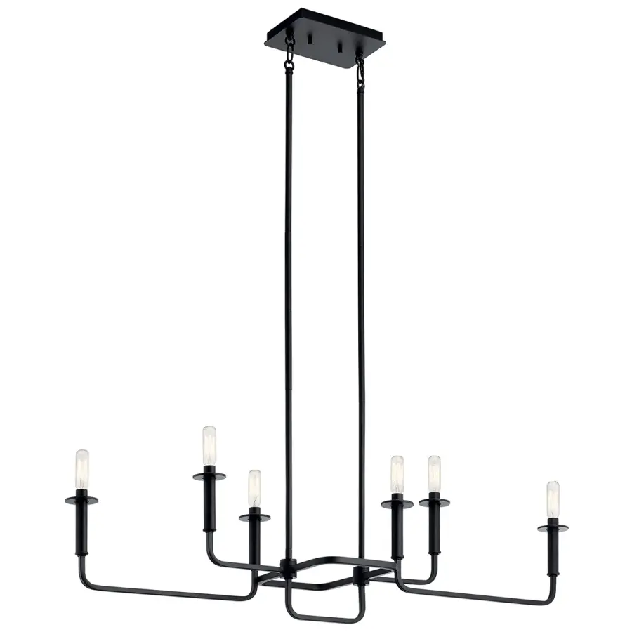 Alden 6-Light Linear Chandelier in Black - Image 1