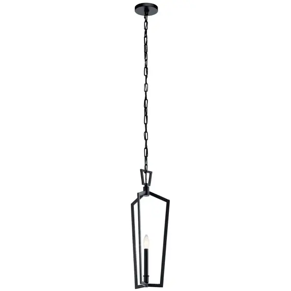 The Abbotswell Mini Pendant delivers modern sophistication in a compact 9.5-inch diameter. Its sleek black finish and single-light design make it perfect for task lighting or creating visual interest in smaller spaces. - alternate view
