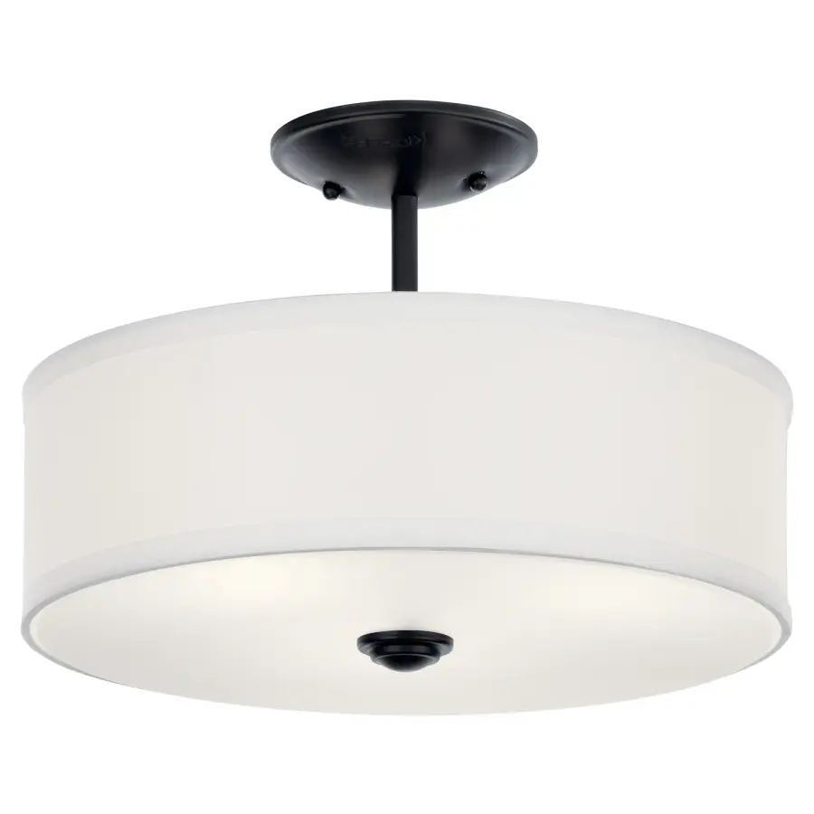 Shailene 14" Three Light Semi Flush Mount in Black