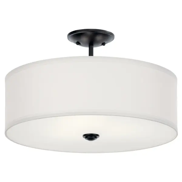 Shailene 18" Three Light Semi Flush Mount in Black
