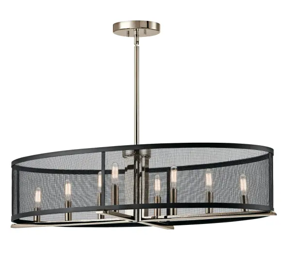 Titus 8-Light Linear Chandelier in Polished Nickel