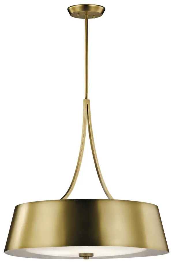 Maclain 4-Light Round Chandelier in Natural Brass