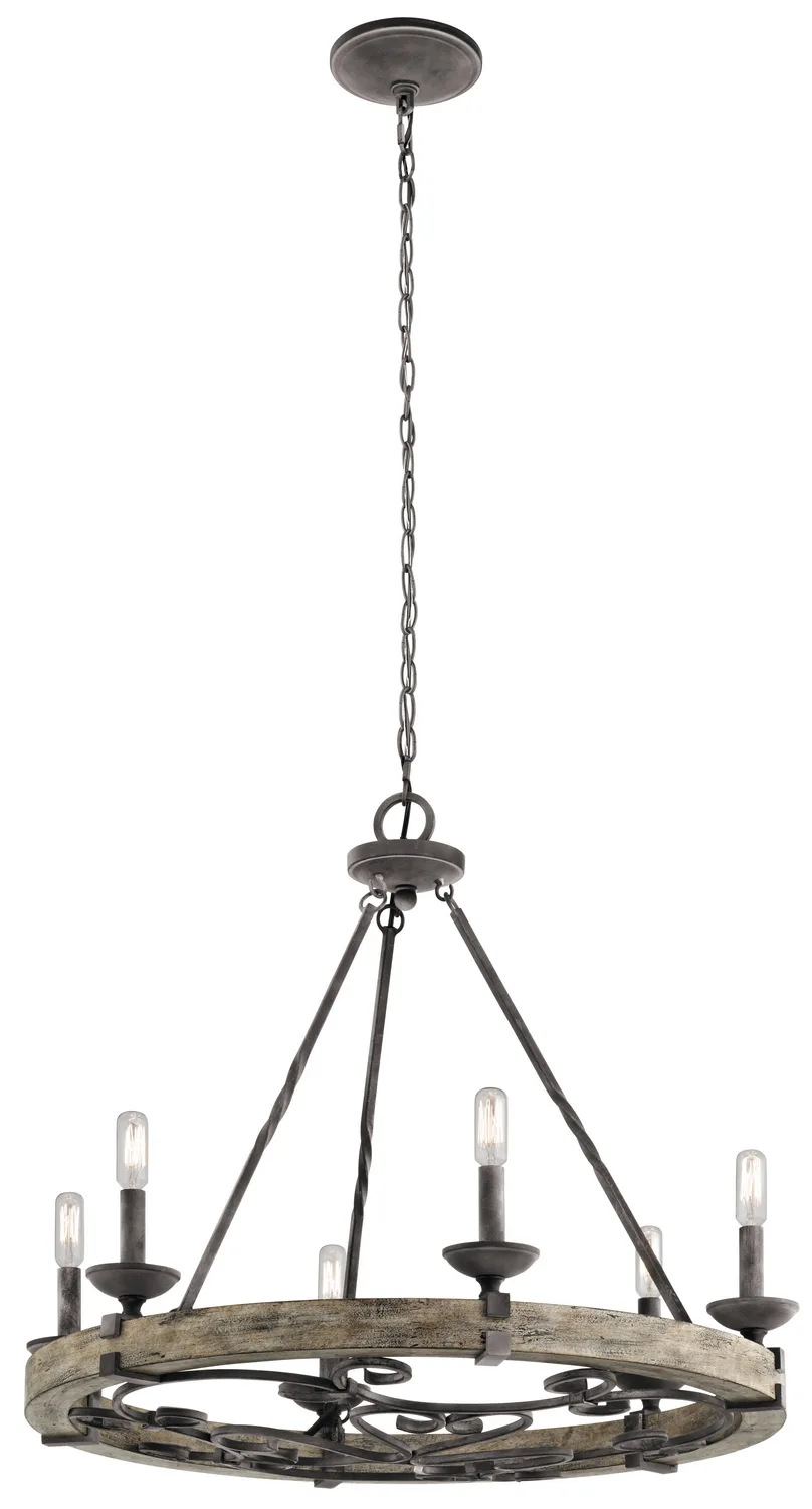 Taulbee 6-Light Chandelier in Weathered Zinc