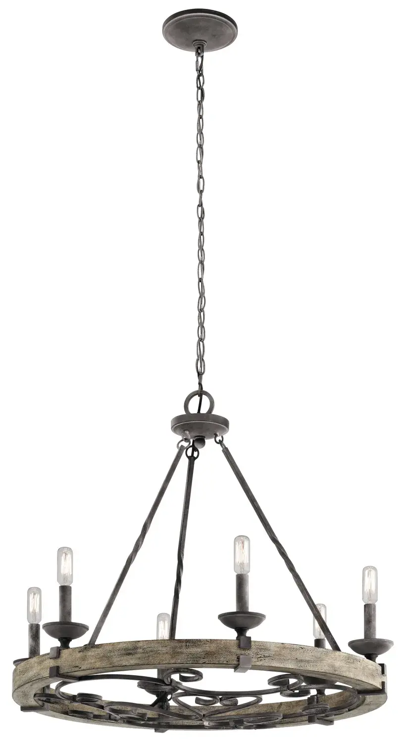 Taulbee 6-Light Chandelier in Weathered Zinc