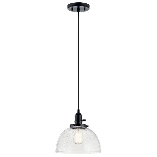 Avery Black Mini Pendant with Clear Seeded Glass - Image 1