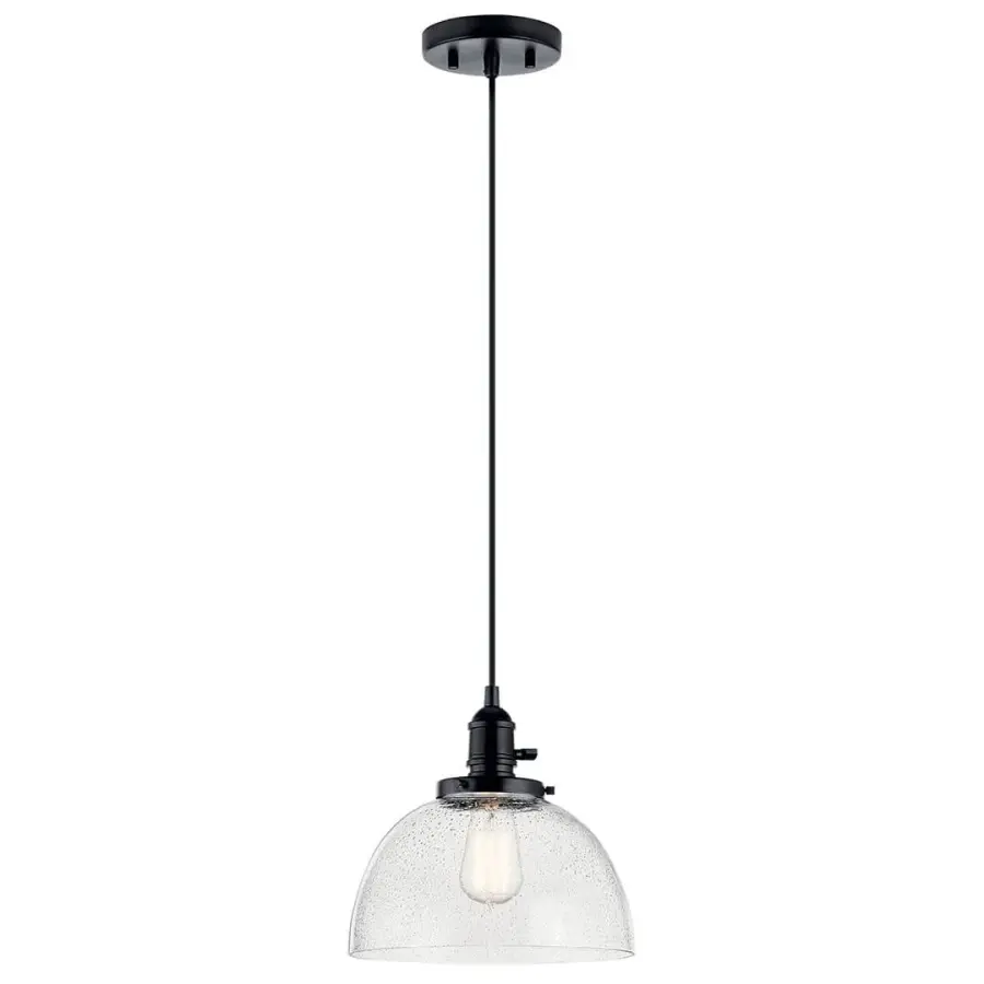 Avery Black Mini Pendant with Clear Seeded Glass - Image 1
