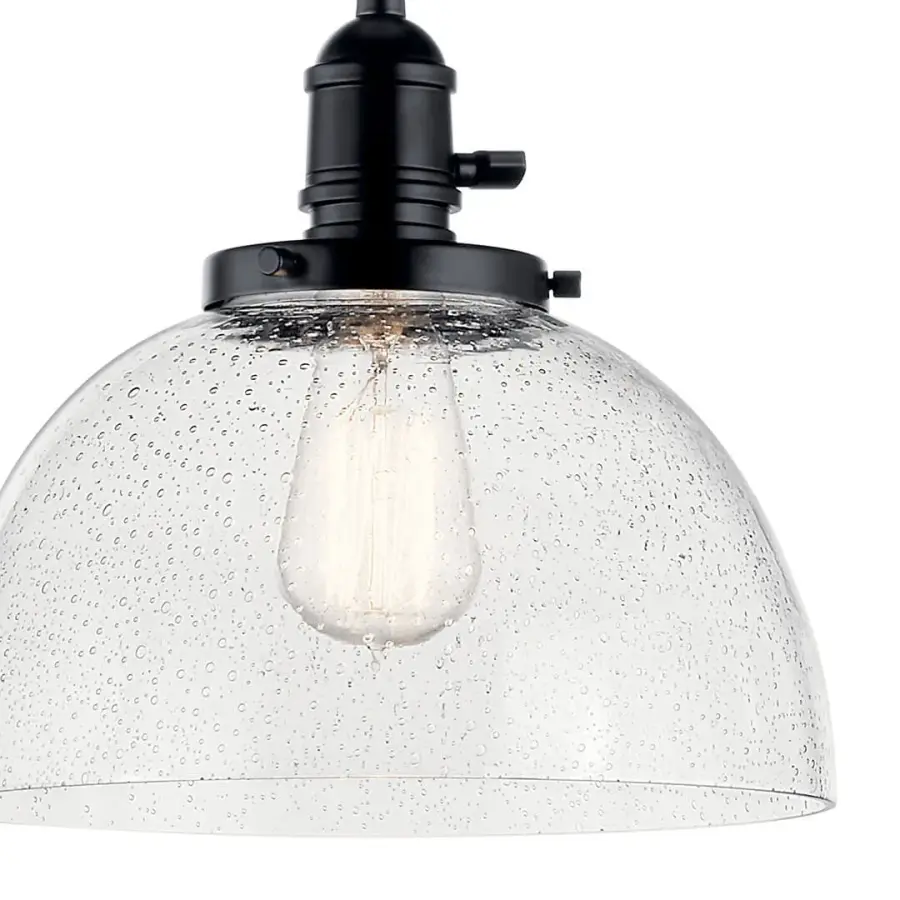 Avery Black Mini Pendant with Clear Seeded Glass - Image 2