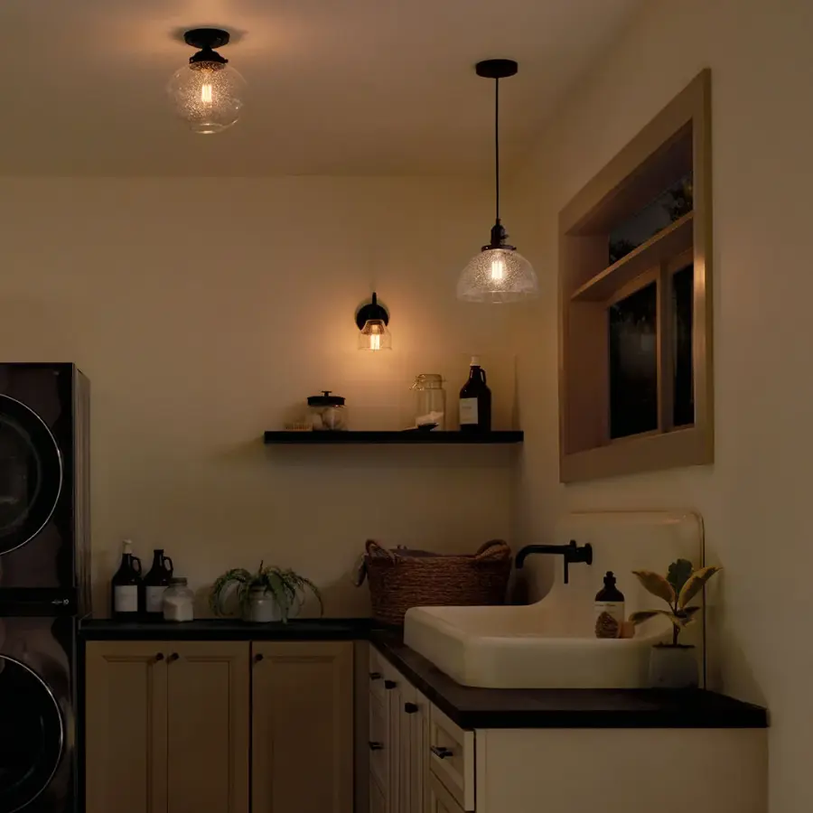 Avery Black Mini Pendant with Clear Seeded Glass - Image 5