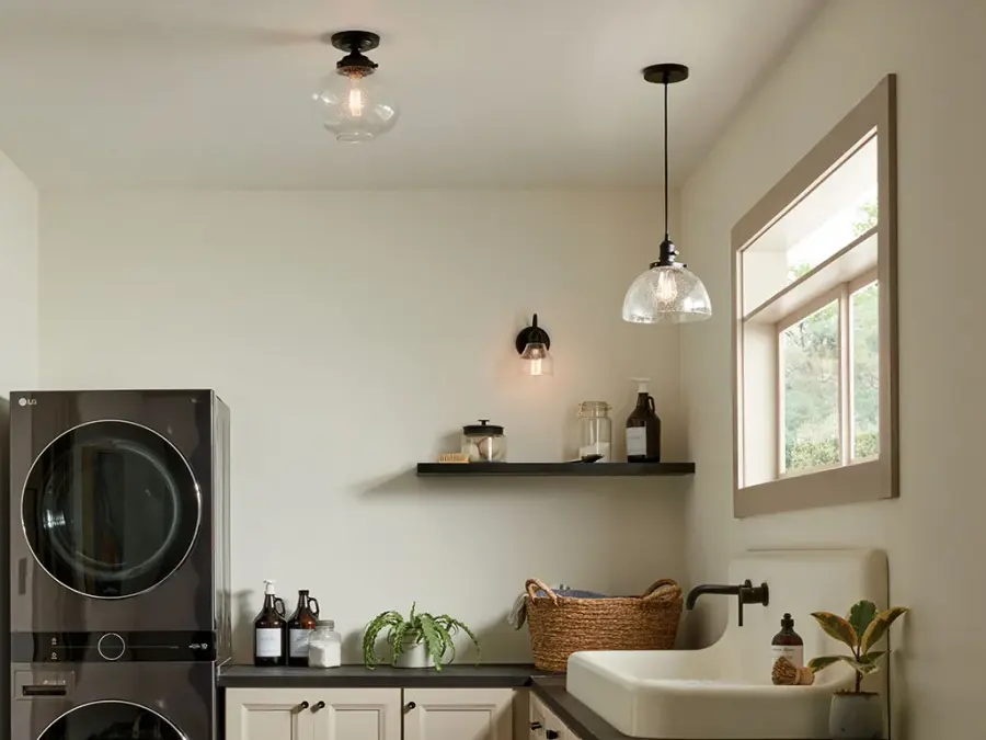 Avery Black Mini Pendant with Clear Seeded Glass - Image 6