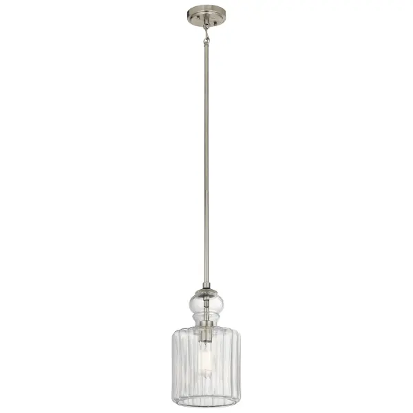 Riviera One Light Pendant in Brushed Nickel