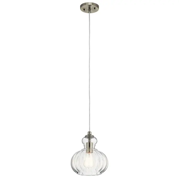 Riviera One Light Mini Pendant in Brushed Nickel