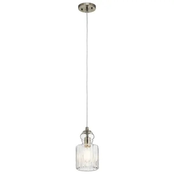 Riviera One Light Mini Pendant in Brushed Nickel