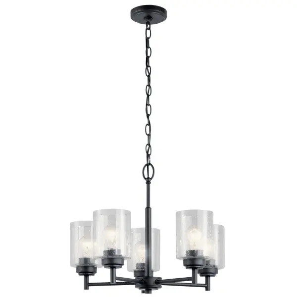 The Winslow brings clean modern lines with industrial character through its black steel frame and seeded glass shades. Perfect for adding dimension over dining tables or kitchen islands without overwhelming the space.