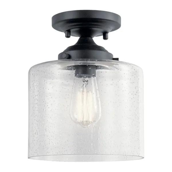 Winslow One Light Semi Flush Mount in Black