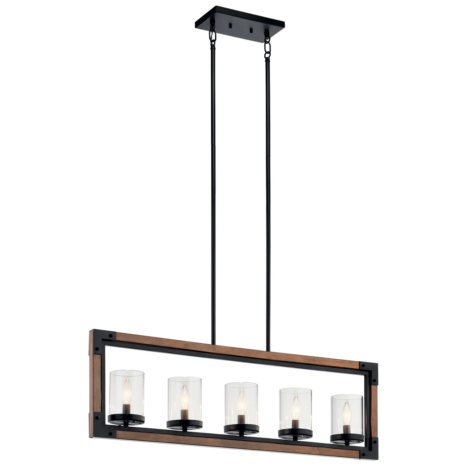 Marimount Five Light Linear Chandelier in Auburn Stained