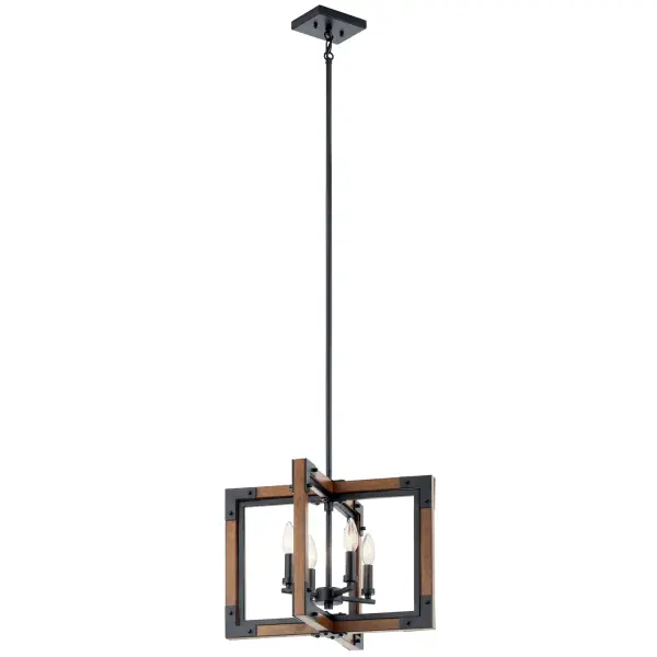 Marimount 4-Light Convertible Chandelier in Auburn Stained