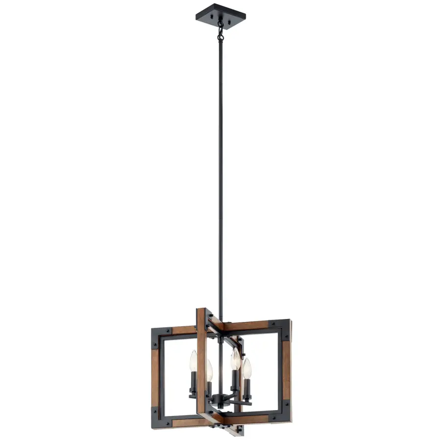Marimount 4-Light Convertible Chandelier in Auburn Stained