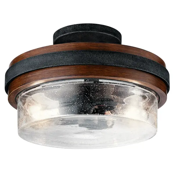Grand Bank Two Light Semi Flush Mount in Auburn Stained
