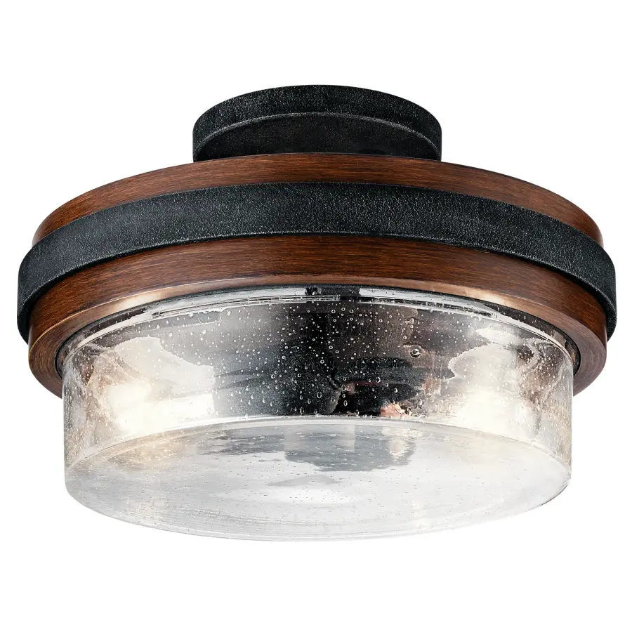 Grand Bank Two Light Semi Flush Mount in Auburn Stained
