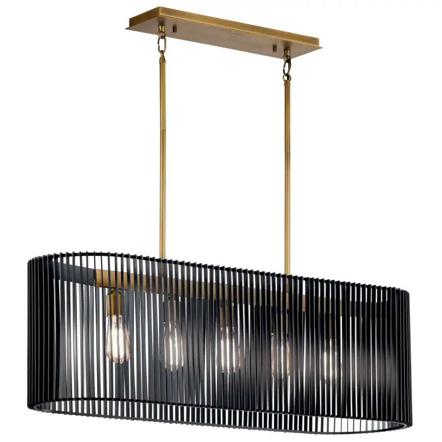 Linara Five Light Linear Chandelier in Black