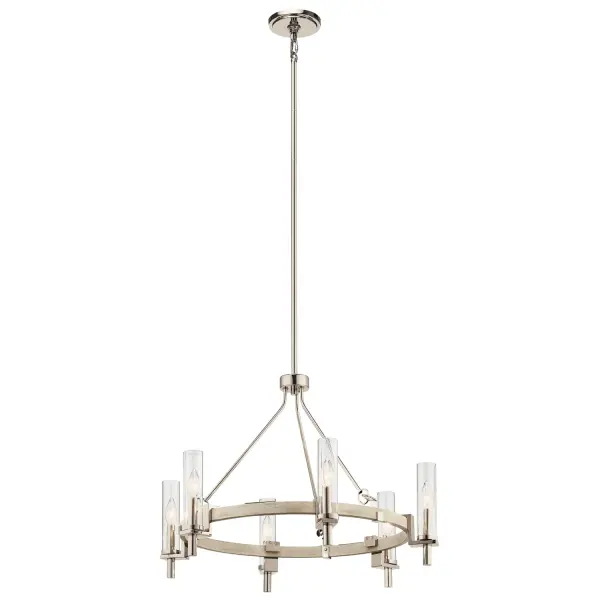 Telan 6-Light Chandelier in White Washed Wood