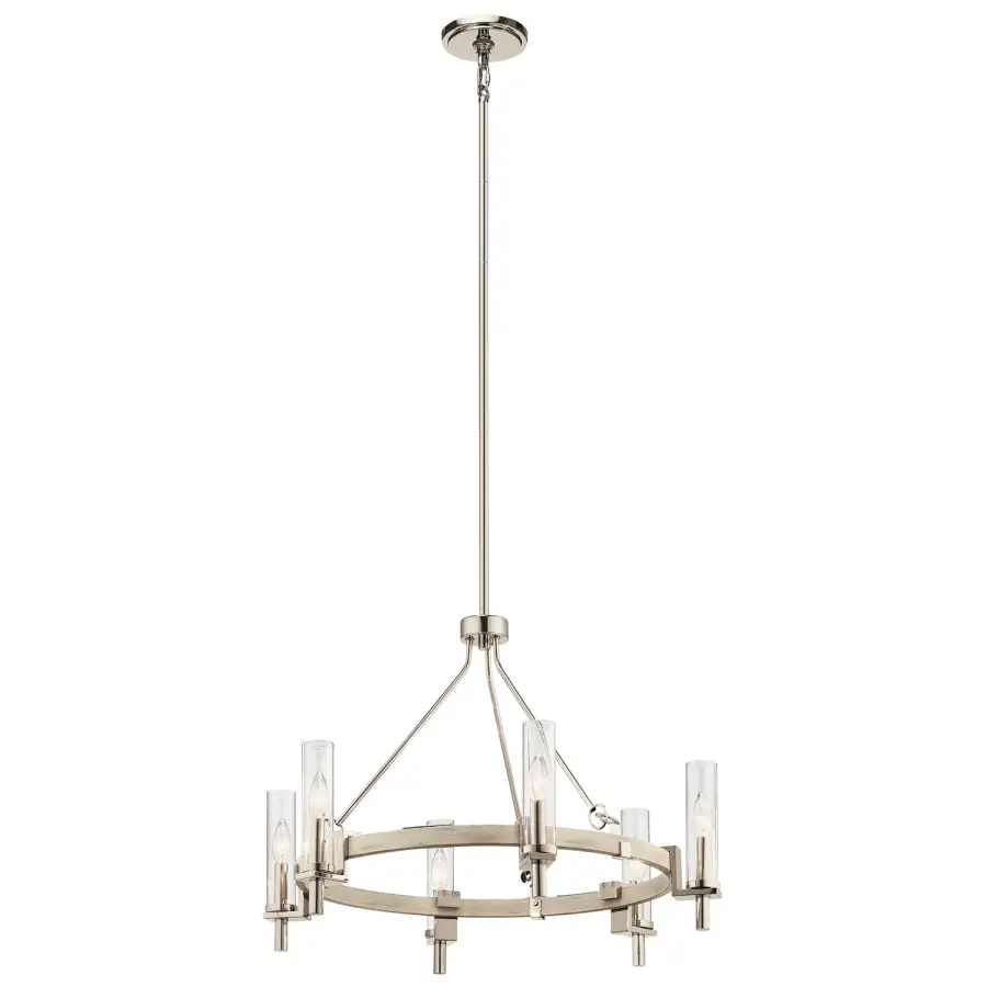 Telan 6-Light Chandelier in White Washed Wood