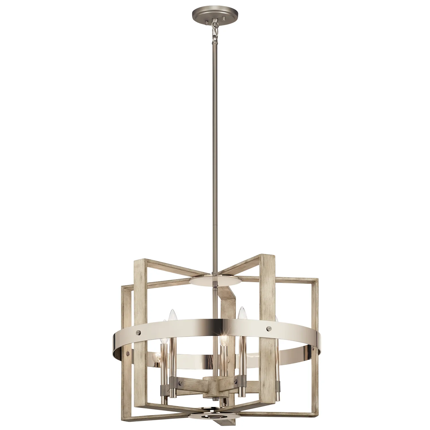 Peyton 5-Light Chandelier in White Washed Wood