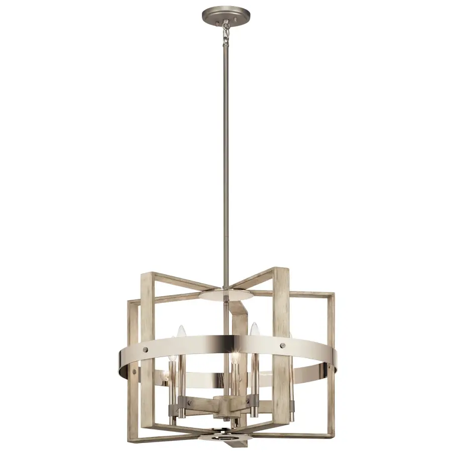 Peyton 5-Light Chandelier in White Washed Wood