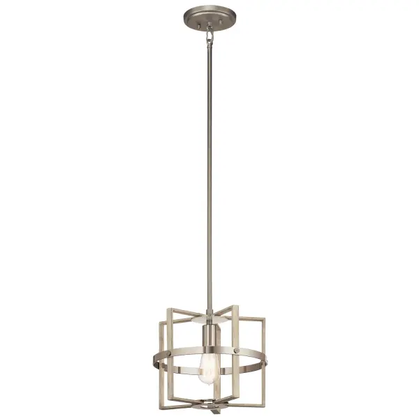 Peyton One Light Pendant in White Washed Wood