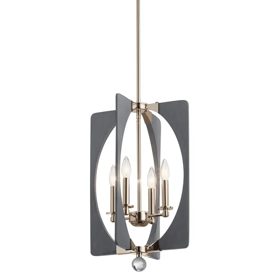 Alscar 4-Light Pendant in Driftwood Grey & Polished Nickel - Image 1