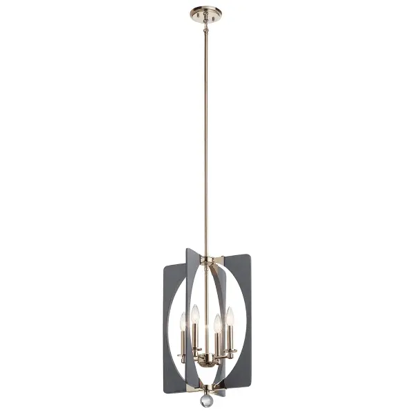 The Alscar pendant combines driftwood grey finish with polished nickel accents for a sophisticated coastal aesthetic. Its compact 14-inch diameter makes it ideal for smaller dining spaces and kitchen islands. - alternate view