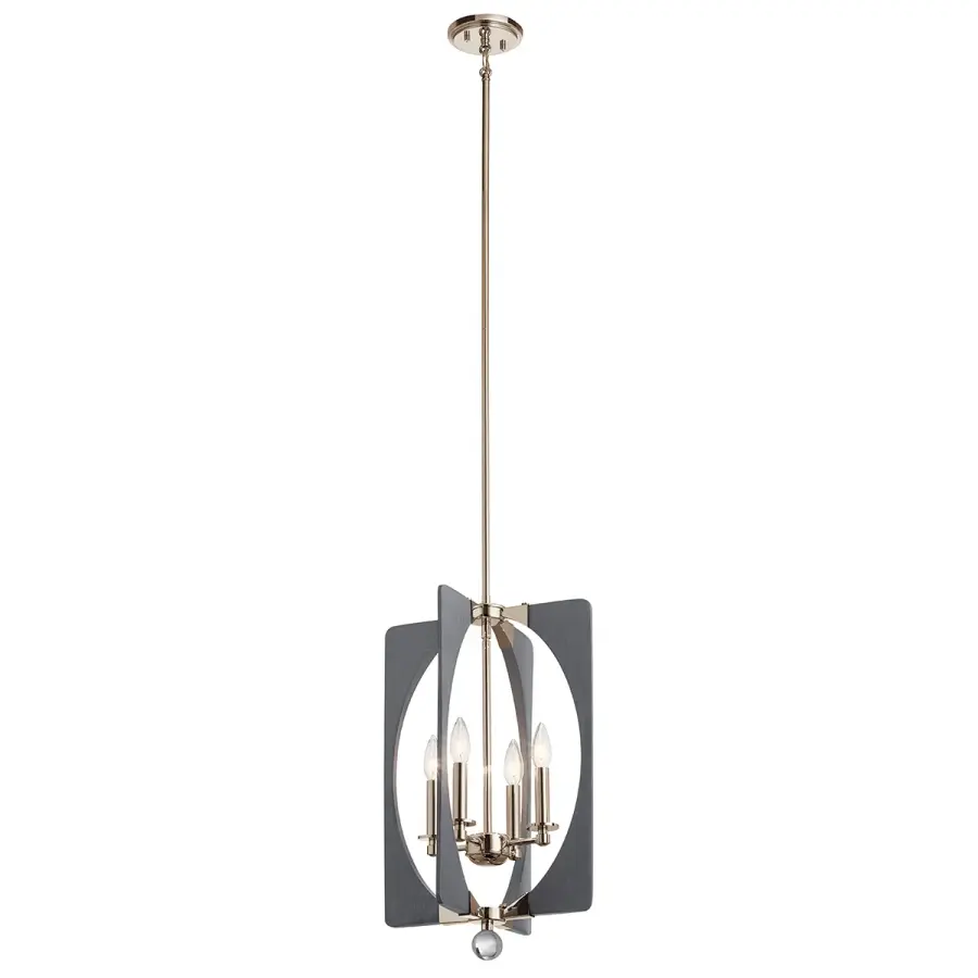 Alscar 4-Light Pendant in Driftwood Grey & Polished Nickel - Image 2