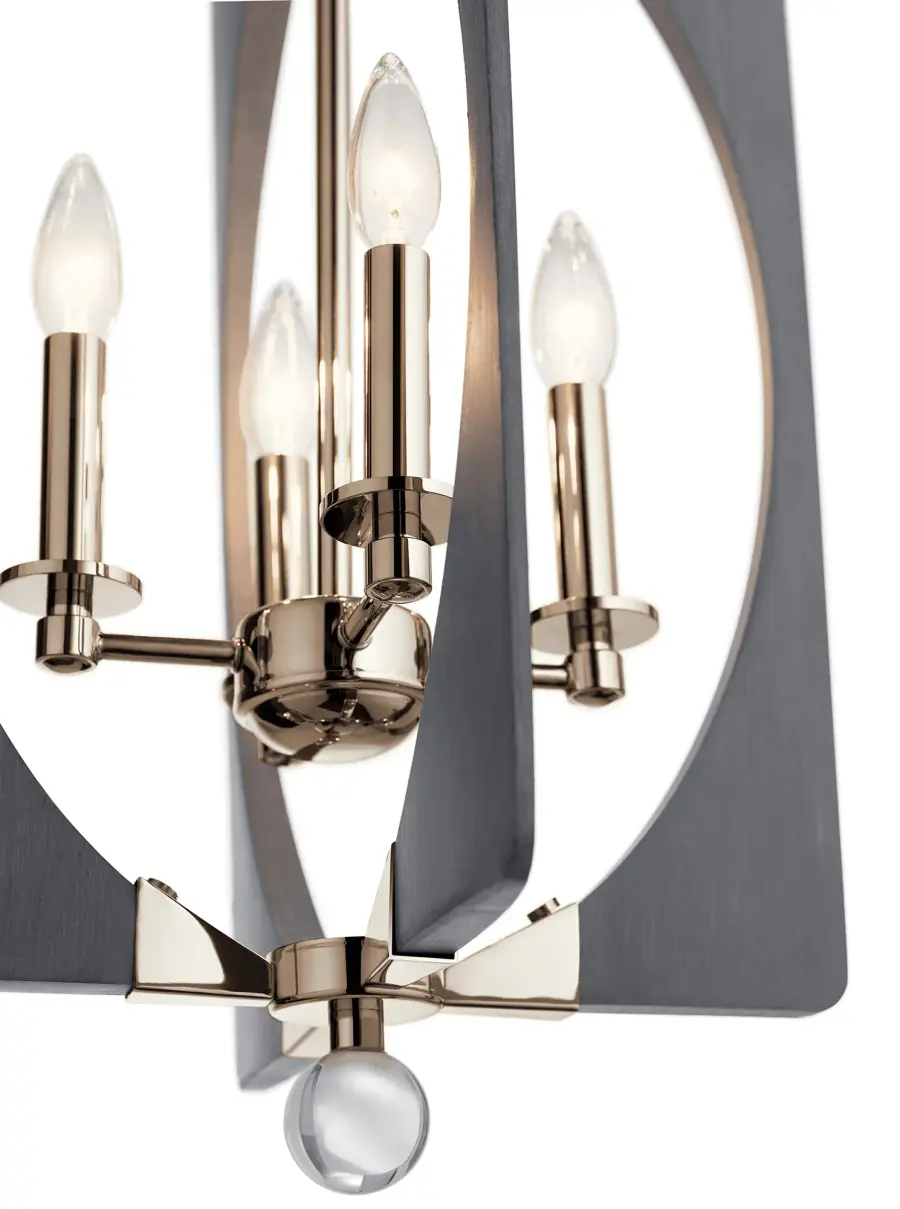 Alscar 4-Light Pendant in Driftwood Grey & Polished Nickel - Image 3