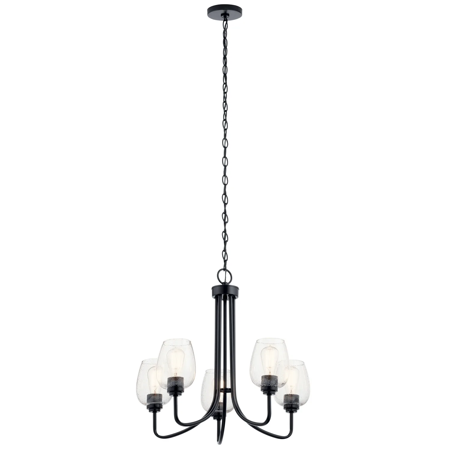 Valserrano 5-Light Chandelier in Black with Clear Seeded Glass