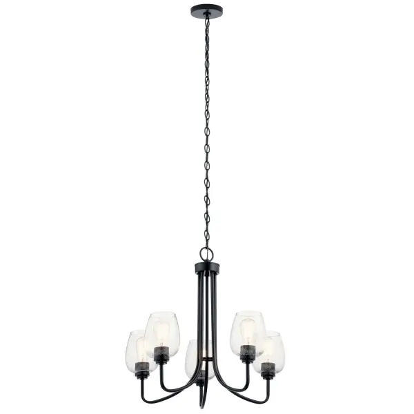 Valserrano 5-Light Chandelier in Black with Clear Seeded Glass