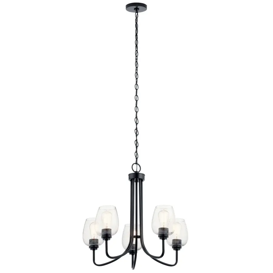 Valserrano 5-Light Chandelier in Black with Clear Seeded Glass