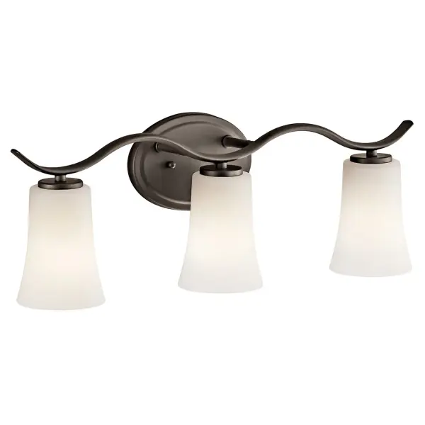 The Armida vanity light combines traditional styling with practical functionality. Its 23-inch width makes it ideal for medium to large vanities, while the satin etched opal glass provides even, flattering illumination. - alternate view