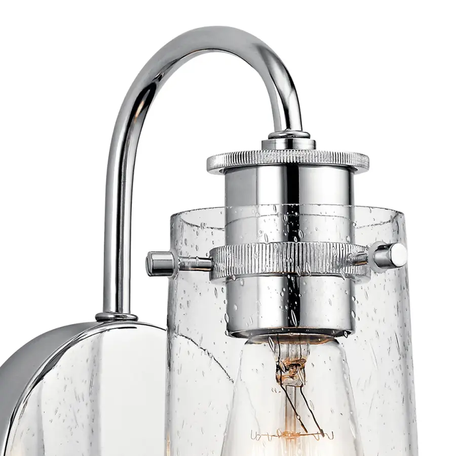 Braelyn Chrome Wall Sconce with Clear Seeded Glass - Image 2