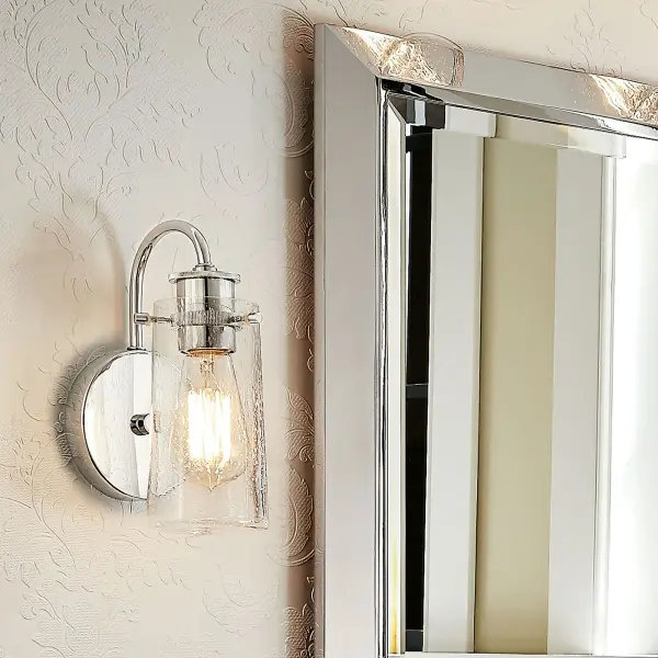 Braelyn Chrome Wall Sconce with Clear Seeded Glass - Image 3