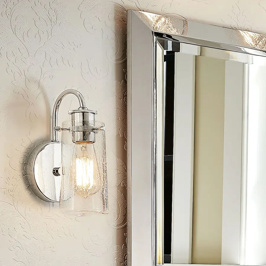 Braelyn Chrome Wall Sconce with Clear Seeded Glass - Image 3