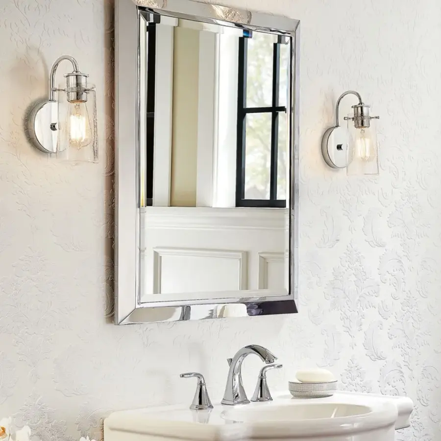Braelyn Chrome Wall Sconce with Clear Seeded Glass - Image 6
