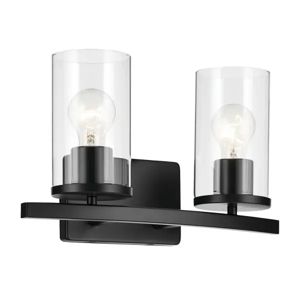 The Crosby Vanity Light combines transitional styling with practical functionality. Its 15.25-inch width makes it ideal for standard bathroom vanities, while clear glass shades and dimmable capability offer lighting flexibility.