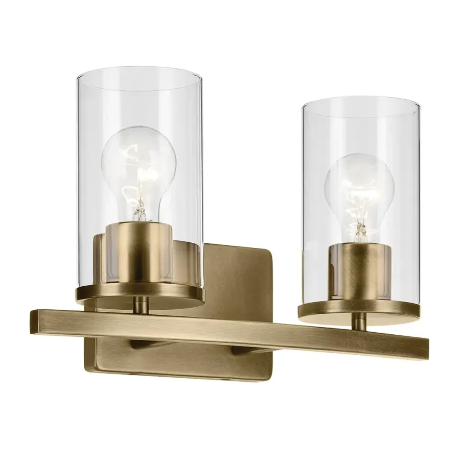 Crosby 2-Light Vanity Light in Natural Brass - Image 1