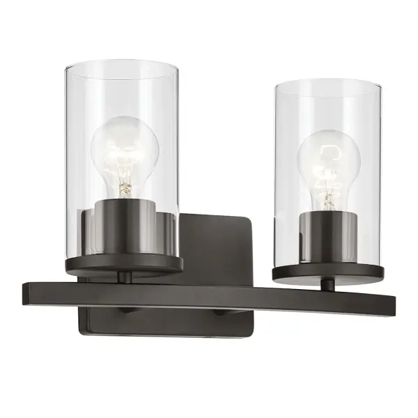 The Crosby 2-Light Vanity Light combines traditional styling with practical functionality. Its Olde Bronze finish and clear glass shades deliver warm, versatile lighting perfect for bathroom vanities and powder rooms.