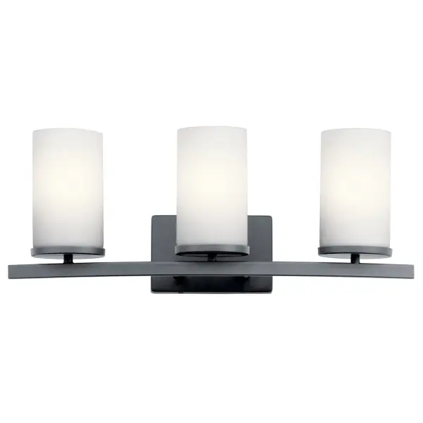 The Crosby vanity light combines transitional styling with practical functionality. Its 23-inch width makes it ideal for medium to large vanities, while satin etched opal glass provides even, flattering illumination.