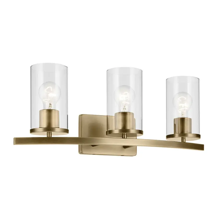 Crosby 3-Light Vanity Light in Natural Brass - Image 1